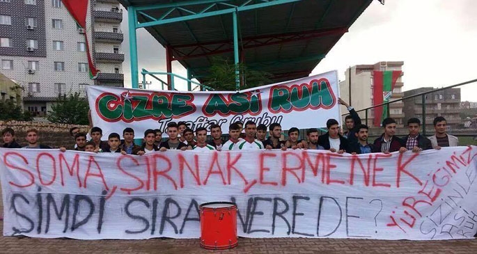 Cizre tribünlerinden iş cinayetlerine tepki