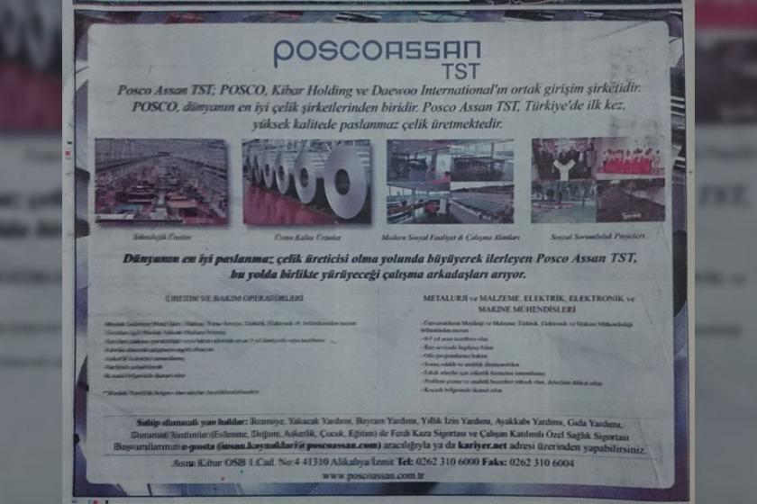 Posco Assan’da işçi kıyımı devam ediyor!