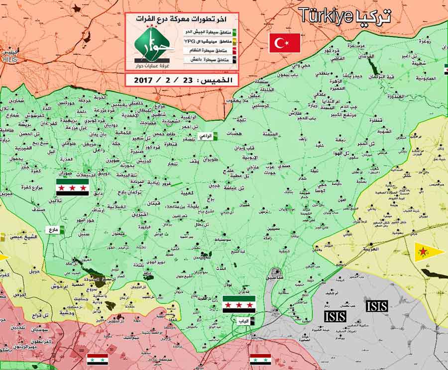 23 Şubat 2017 itibariyle bölgenin haritası.