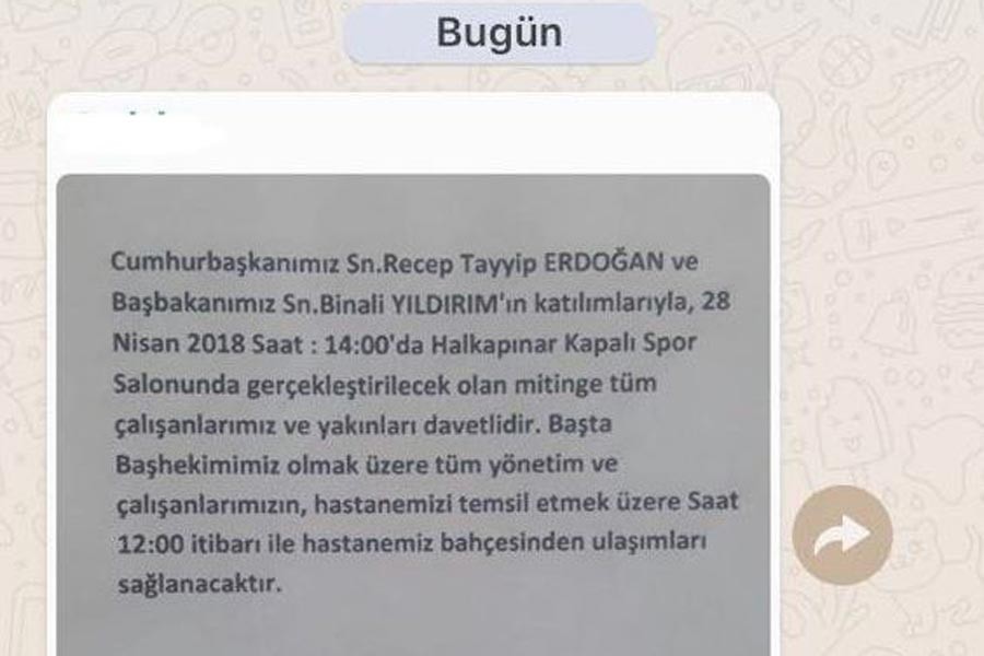 İzmir'deki hastanelerde çalışanlara AKP kongresi çağrısı