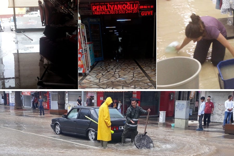 2 saat süren yağmur Denizli'de hayatı feç etti