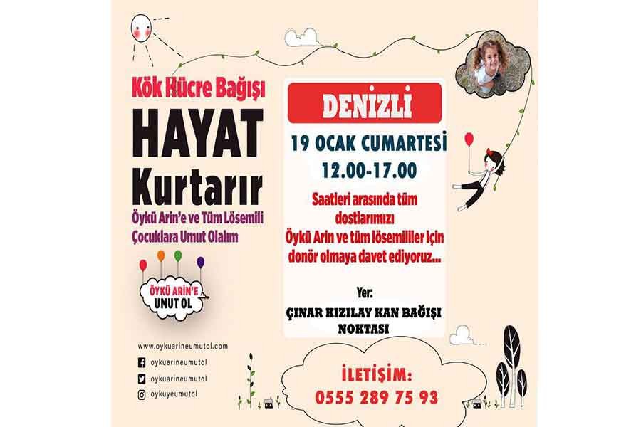 Öykü Arin için Denizli’de kök hücre kampanyası