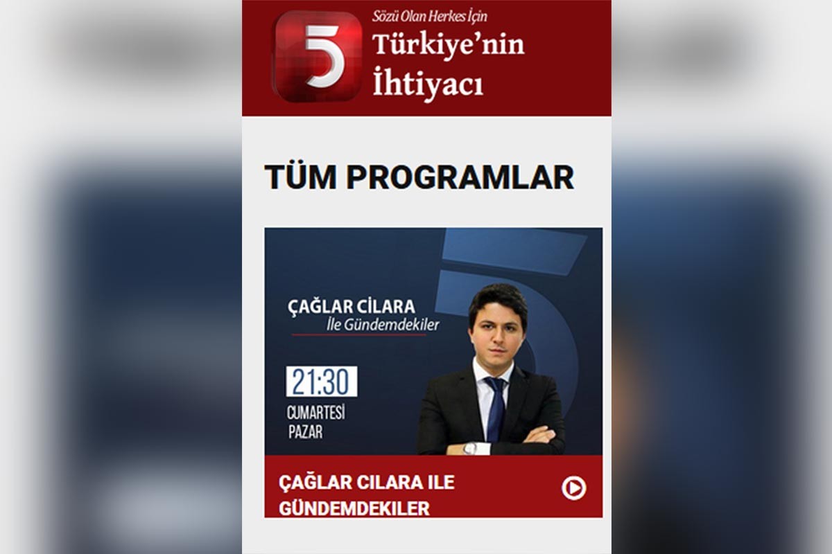 Gazeteci Çağlar Cilara’nın TV 5’teki programı yayından kaldırıldı