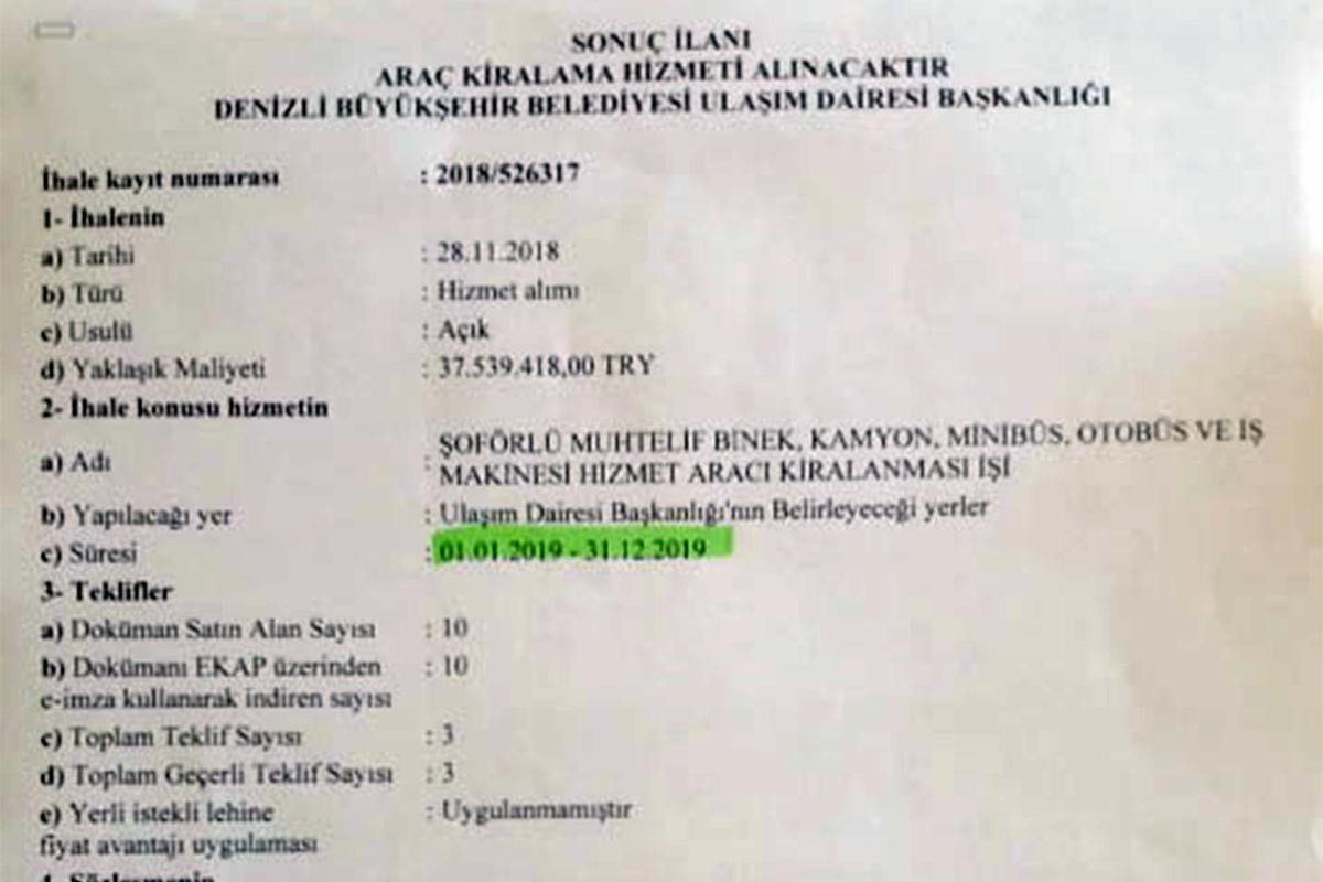 AKP’li Denizli belediyesinden 35 milyonluk kanuna aykırı ihale iddiası