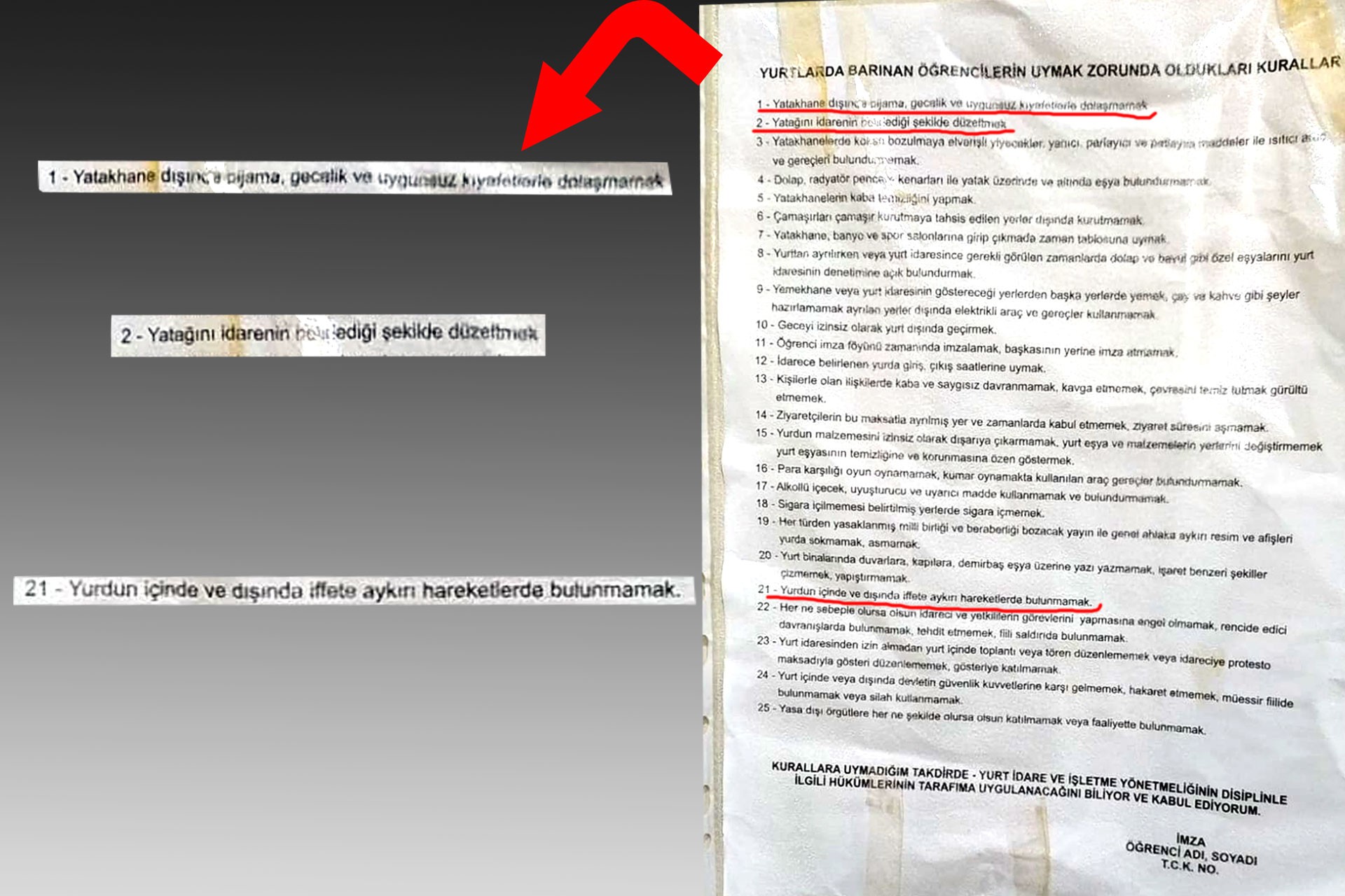 Mardin Kız Öğrenci Yurduna “İffete aykırı hareketlerde bulunmamak” kuralı asıldı