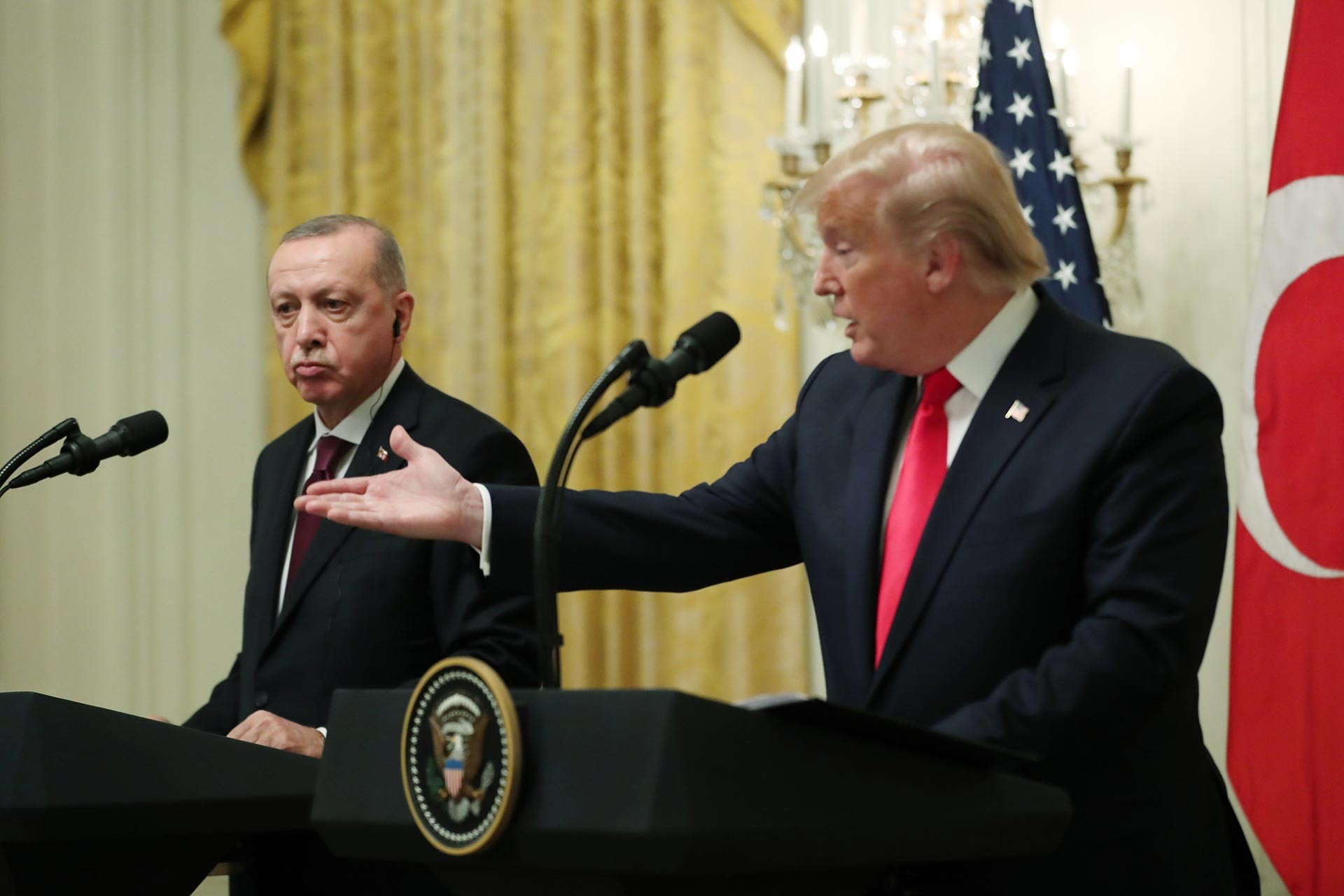 Cumhurbaşkanı Erdoğan ile ABD Başkanı Trump ortak basın toplantısında konuşurken