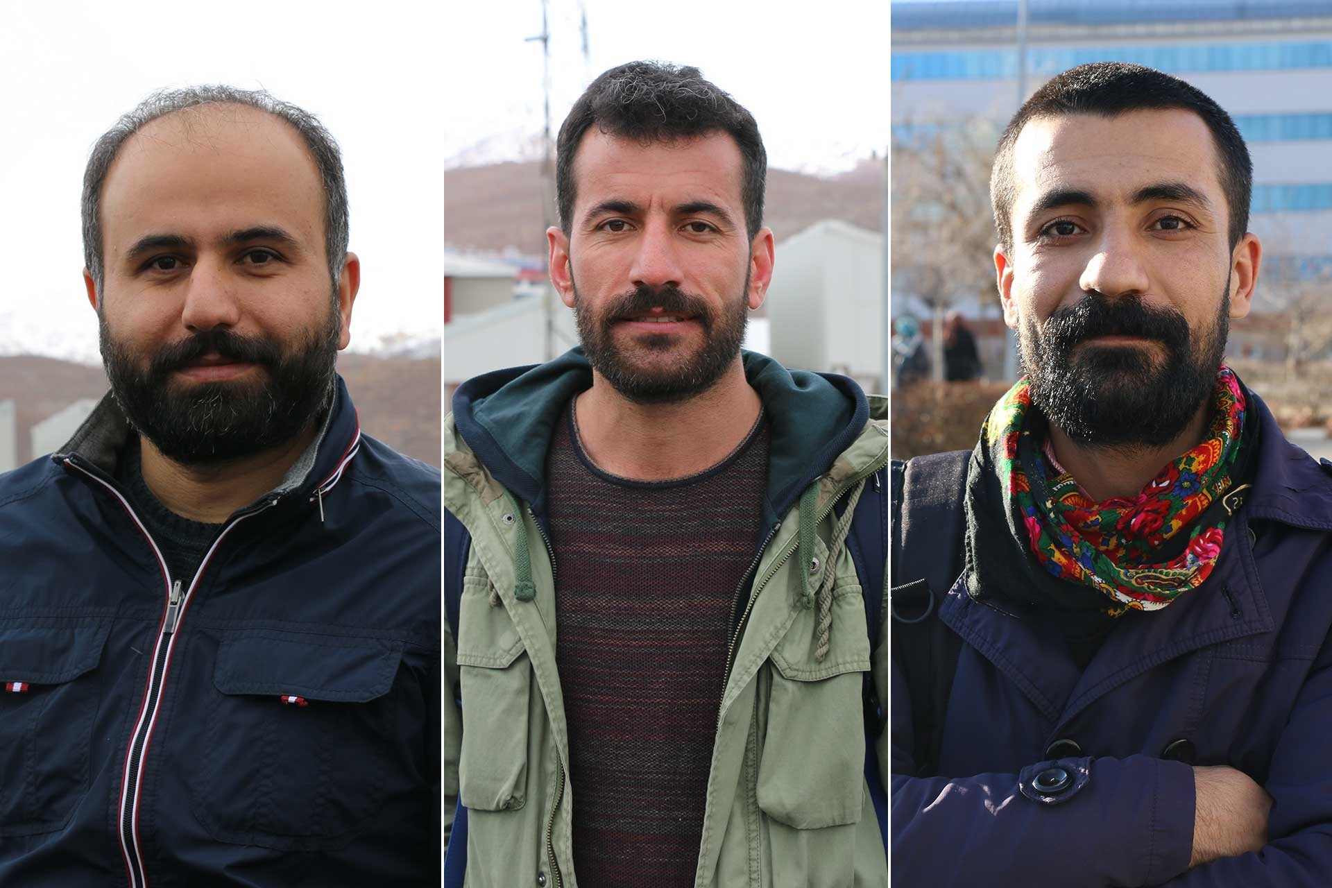 Kürt Dili ve Edebiyatı öğrencileri Halil Akgül, İhsan Arslan, İlyas Batu