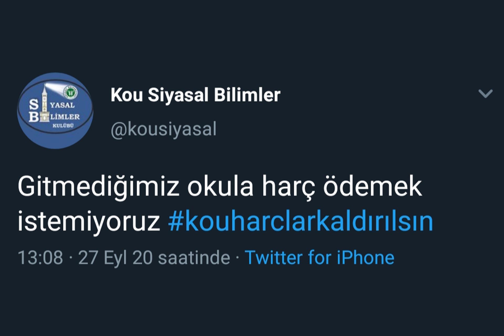 KOÜ Siyasal Bilimler isimli Twitter hesabının paylaşımı