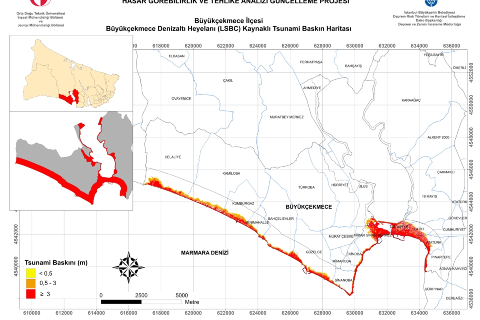 Buyukcekmece_Heyelan_Buyukcekmece_Tsunami Baskini haritası
