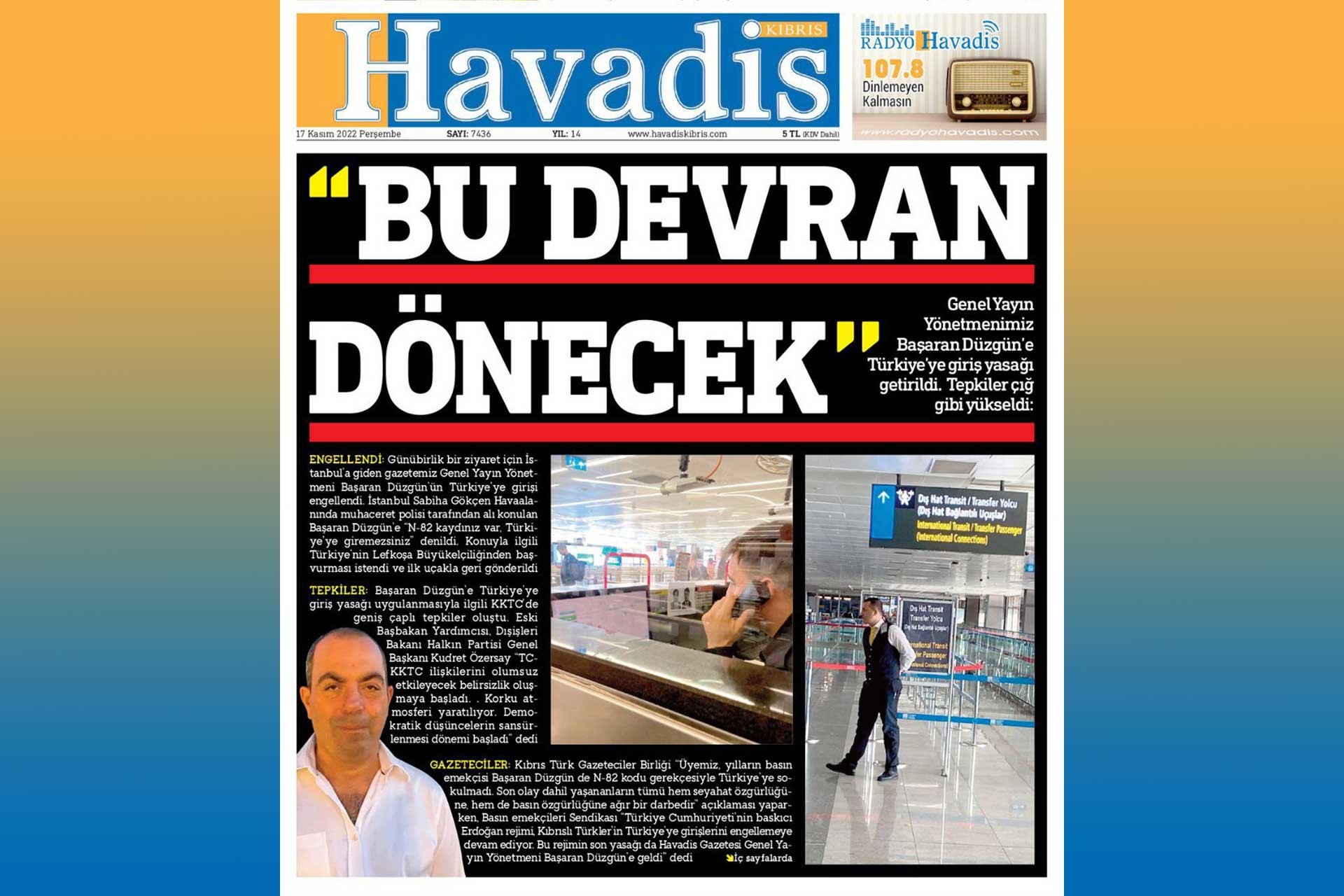 17 Kasım tarihli Havadis gazetesi