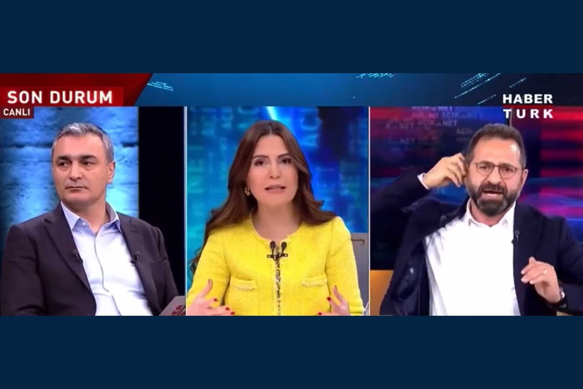 Hilmi Daşdemir,  HaberTürk TV yayınını terk ederken