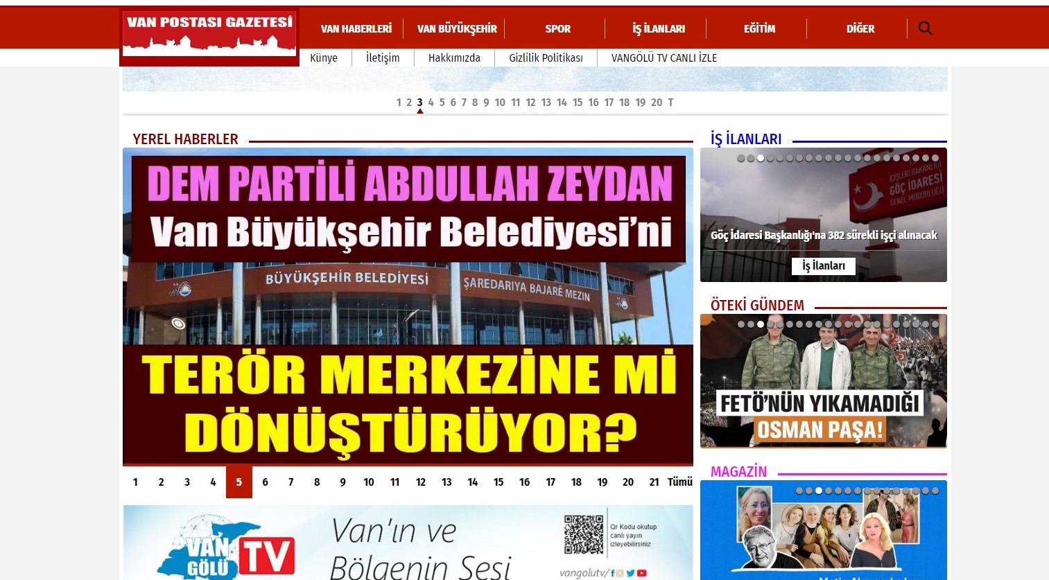 Van Postası Gazetesi adlı sitenin ekran görüntüsü.