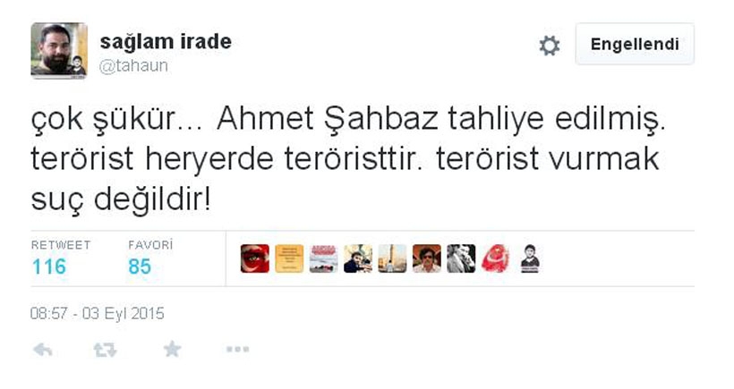 Ak Troll'den tepki çeken Ahmet Şahbaz tweeti