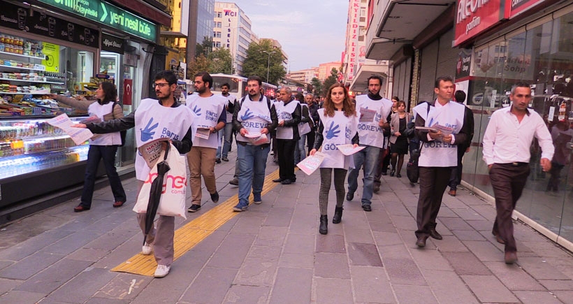 Ankara Barış Bloku 10 Ekim Mitingine çağrı bildirisi dağıttı