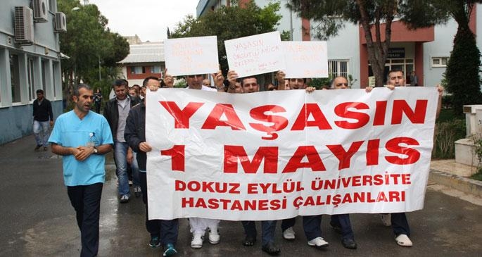 DEÜ Hastanesi taşeron işçileri: 1300 lira asgari  ücret yeterli değil