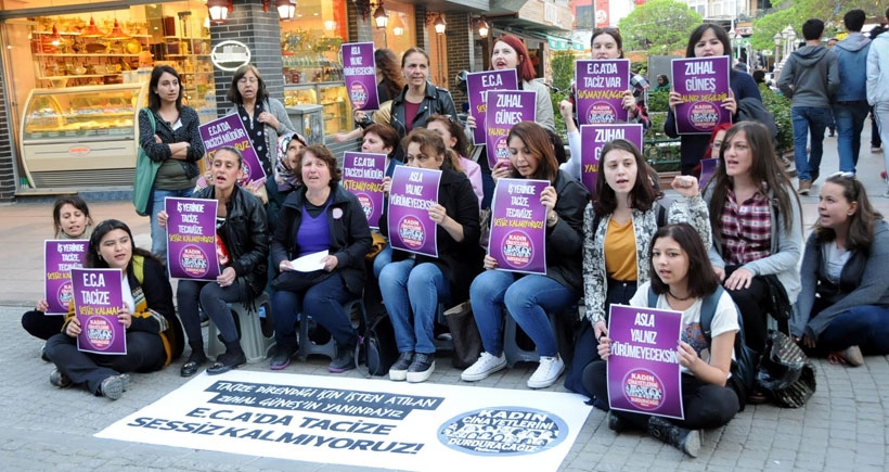 Eskişehir'de kadınlar, işyerinde tacizi protesto etti