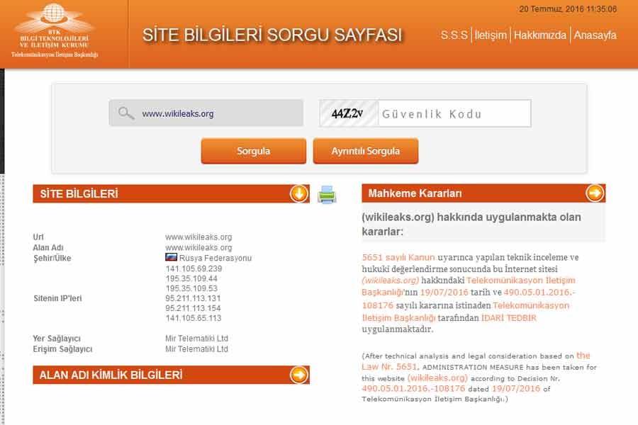 AKP'nin e-postalarını yayınlayan WikiLeaks'e erişim engeli