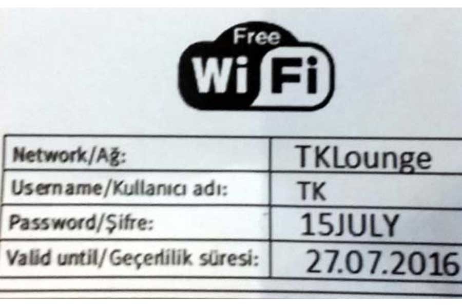 THY, 15 Temmuz'u WiFi şifresi yaptı