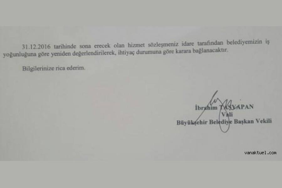 Van’da Kayyım 163 belediye çalışanının sözleşmesini feshetti