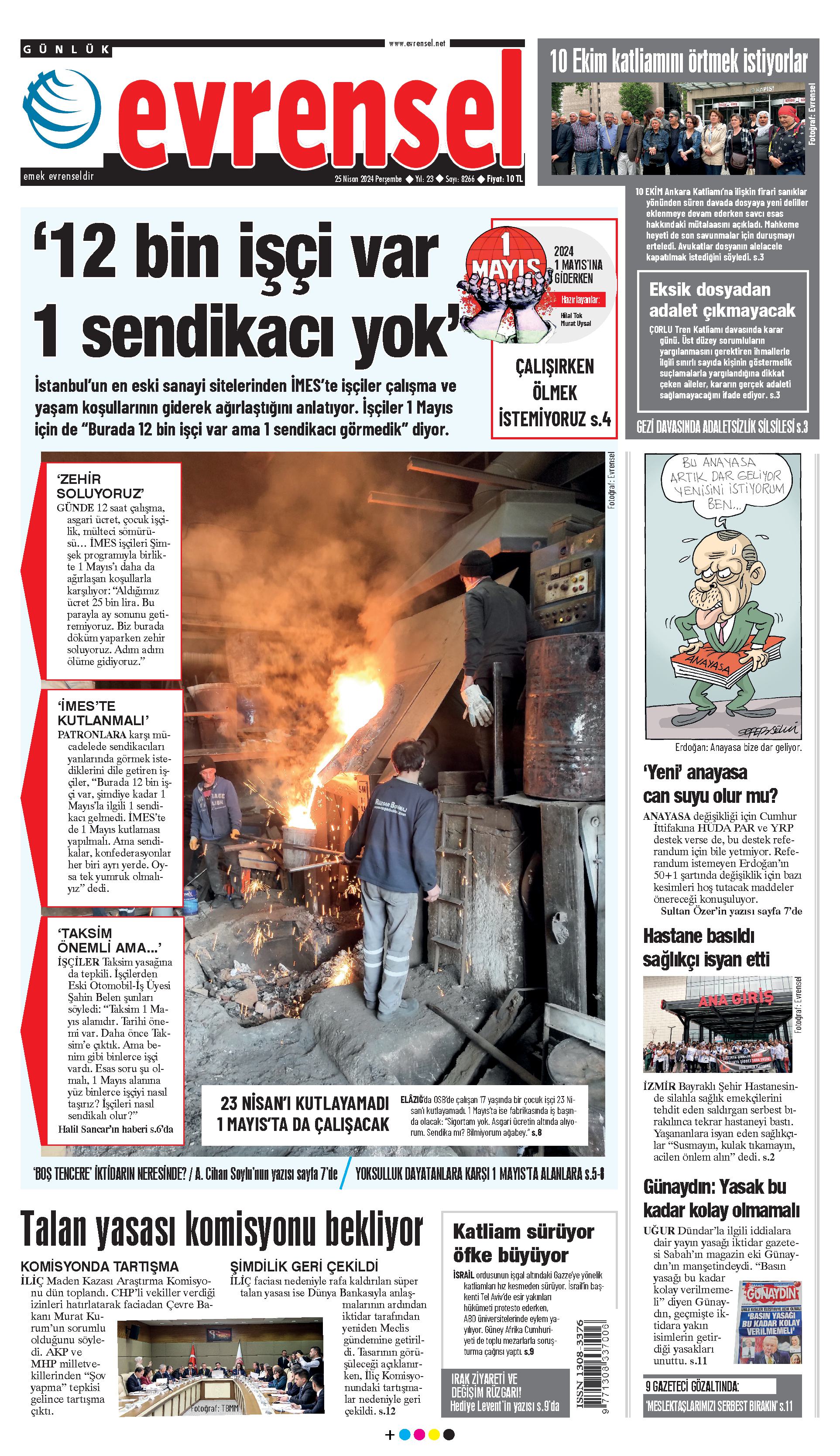 Evrensel Gazetesi Birinci Sayfa